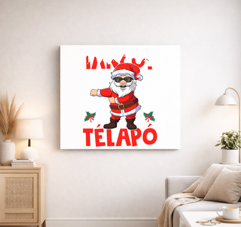 Táncos Télapó vászonkép — Fehér