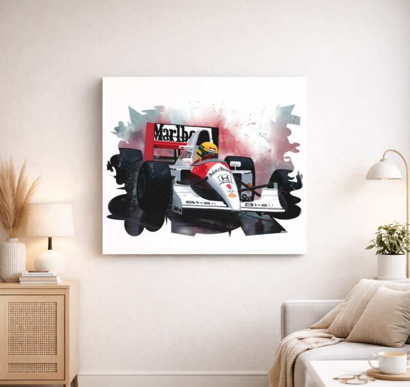 Ayrton Senna vászonkép — Fehér