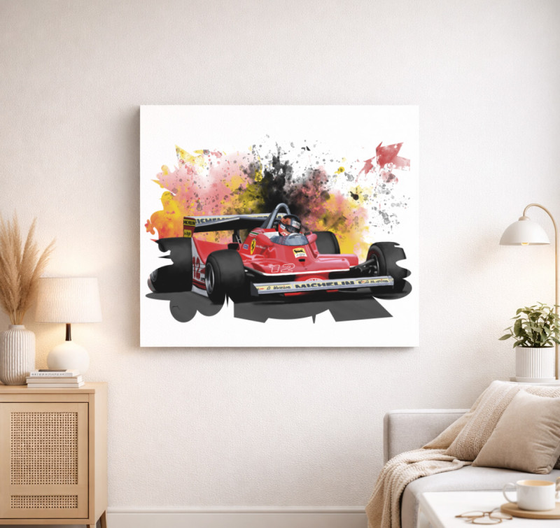 Gilles Villeneuve vászonkép — Fehér