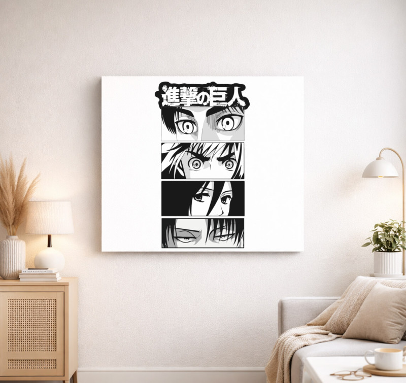 Attack on Titan csapat felirat vászonkép — Fehér