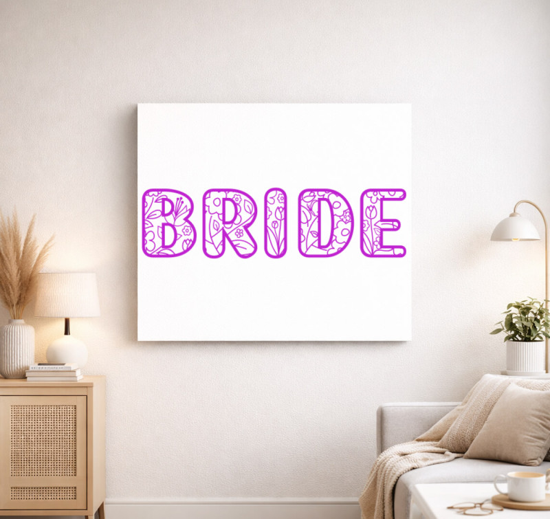 Bride virágos pink vászonkép — Fehér