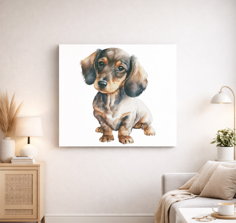 Daschund vászonkép — Fehér