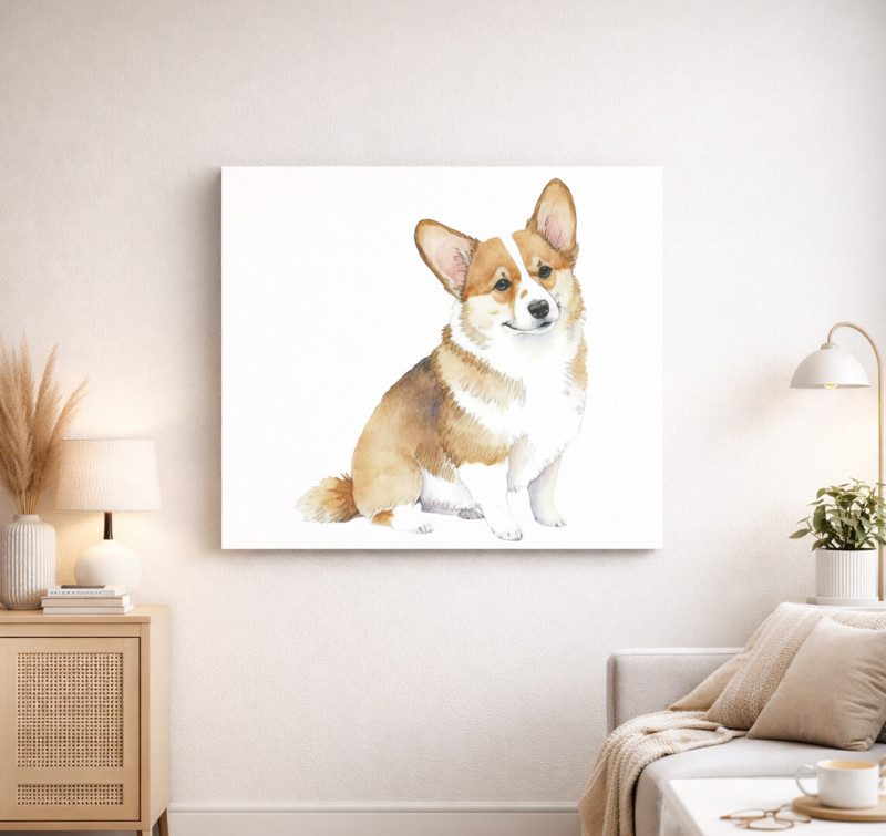 Corgi vászonkép — Fehér