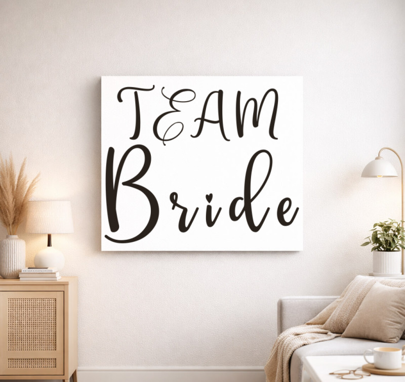 TEAM Bride fekete vászonkép — Fehér