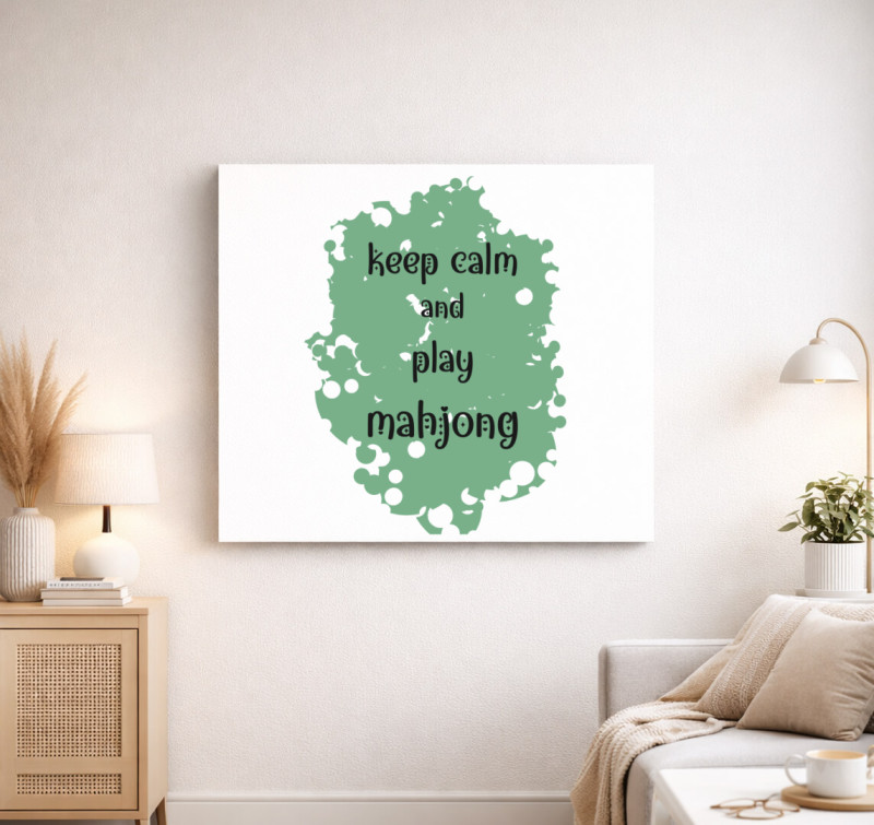Keep calm mahjong vászonkép — Fehér