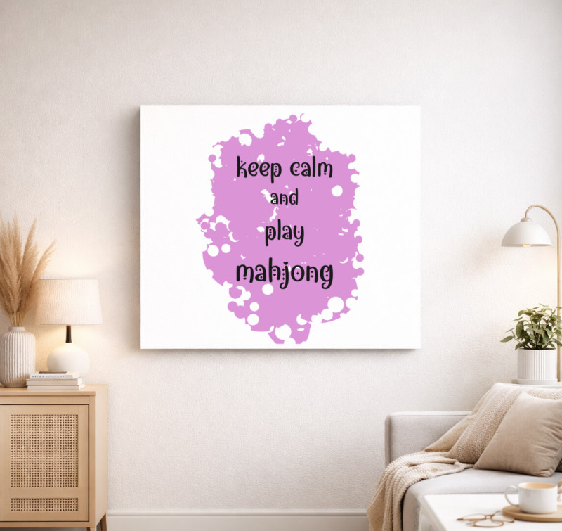 Keep calm mahjong pink vászonkép — Fehér
