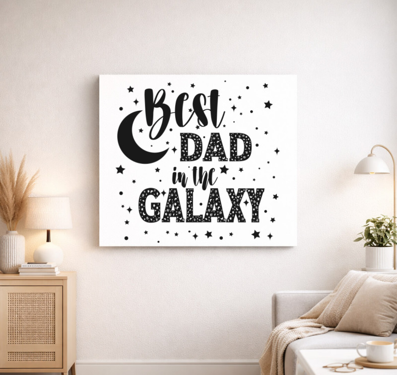 Best DAD in the galaxy vászonkép — Fehér