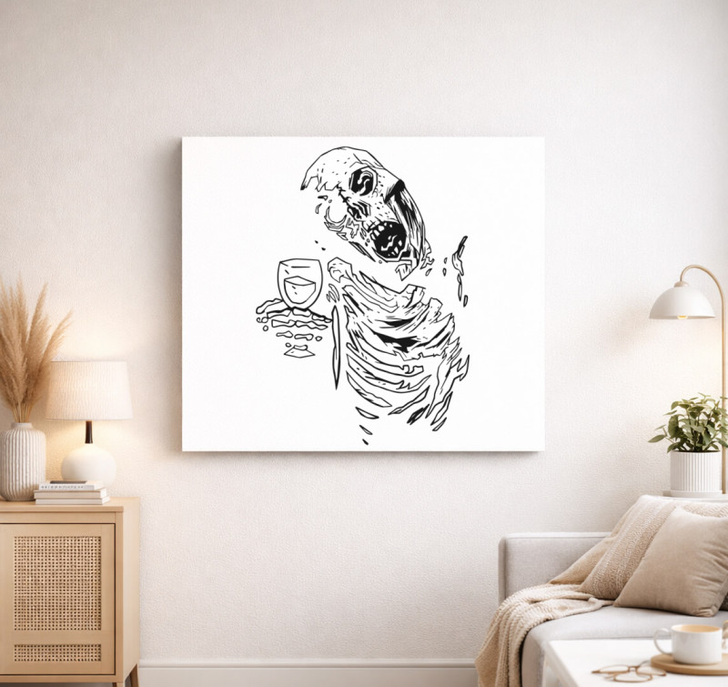 Borozó zombi vászonkép — Fehér