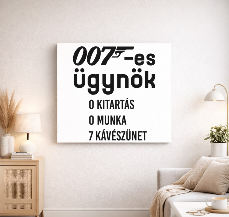 007-es ügynök kávészünet vászonkép — Fehér