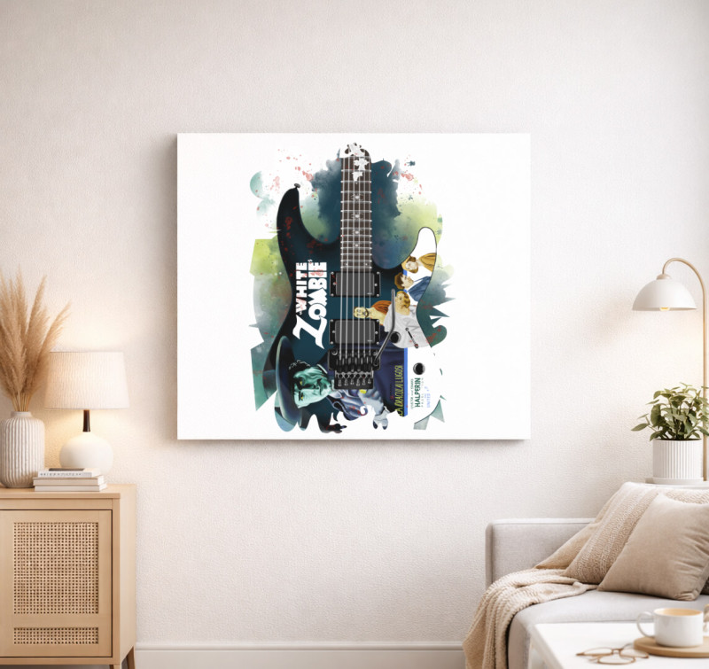 Kirk Hammett White Zombie Gitár vászonkép — Fehér