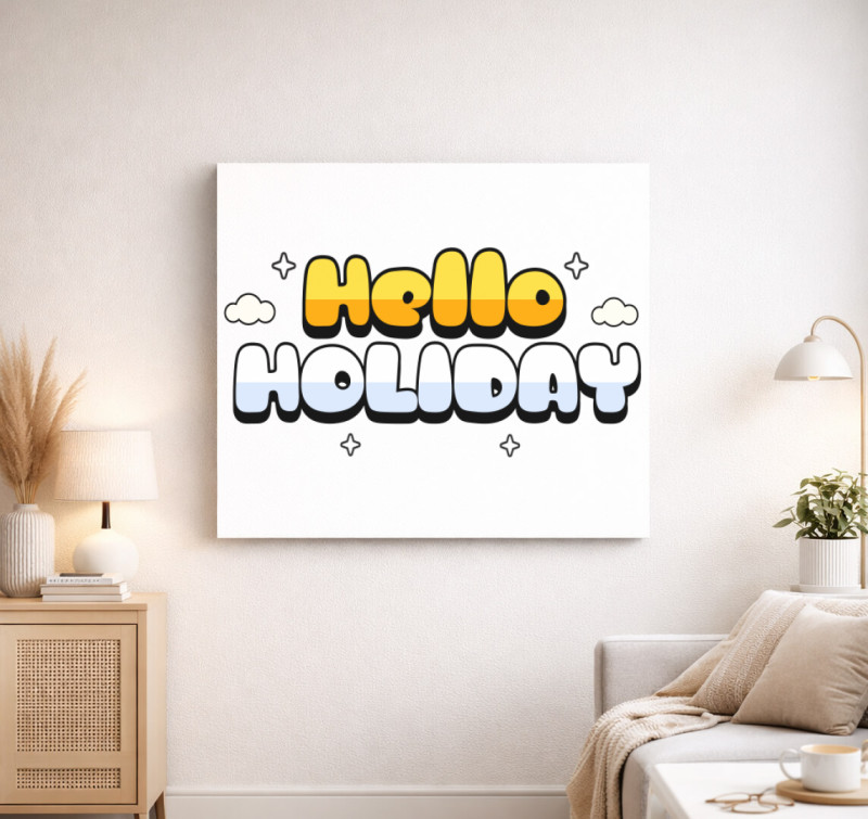 Hello Holiday vászonkép — Fehér