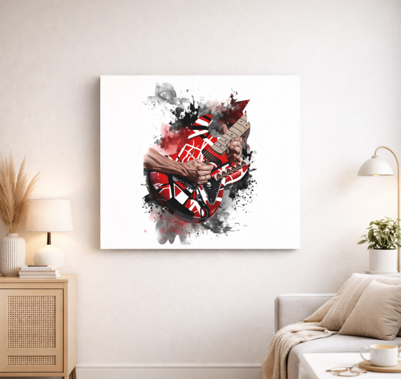 Eddie Van Halen gitár vászonkép — Fehér