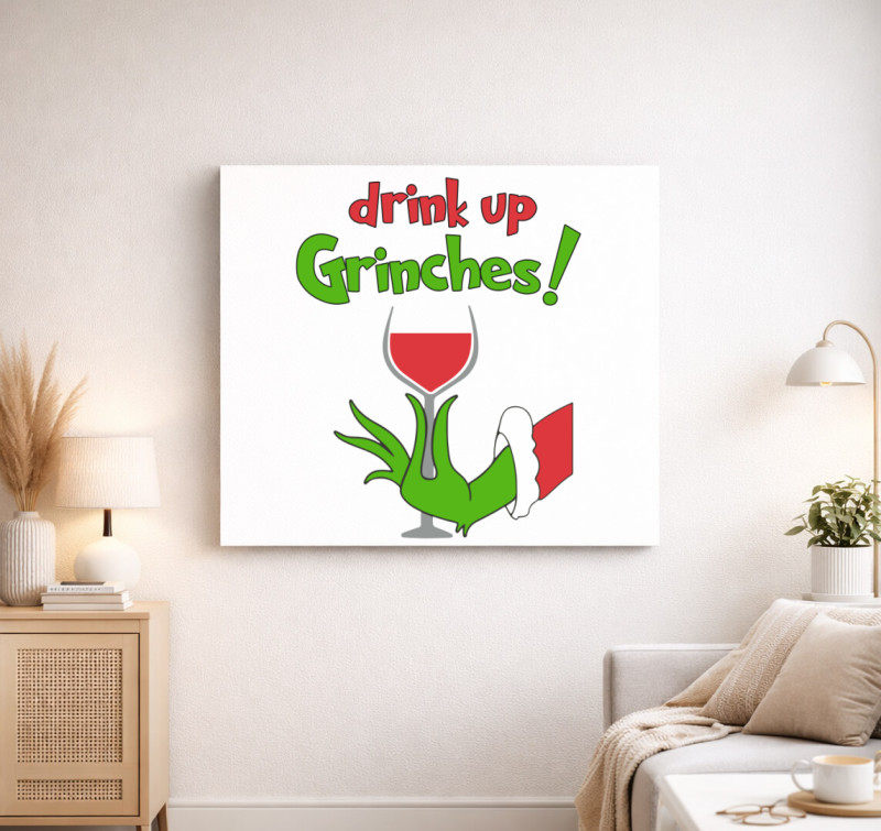Emeljük poharunkat - Grincses vászonkép — Fehér