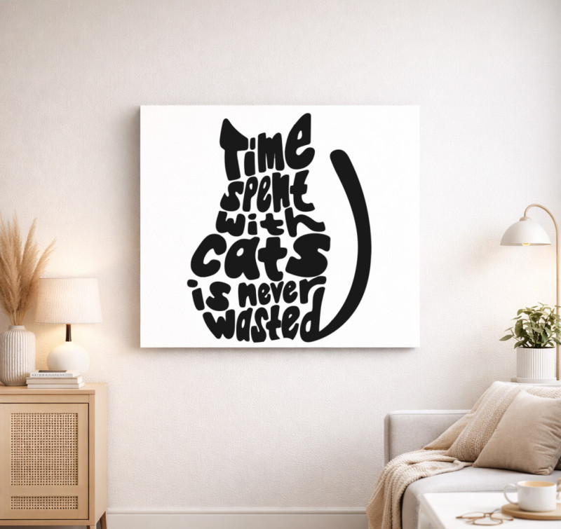 Cat Time vászonkép — Fehér