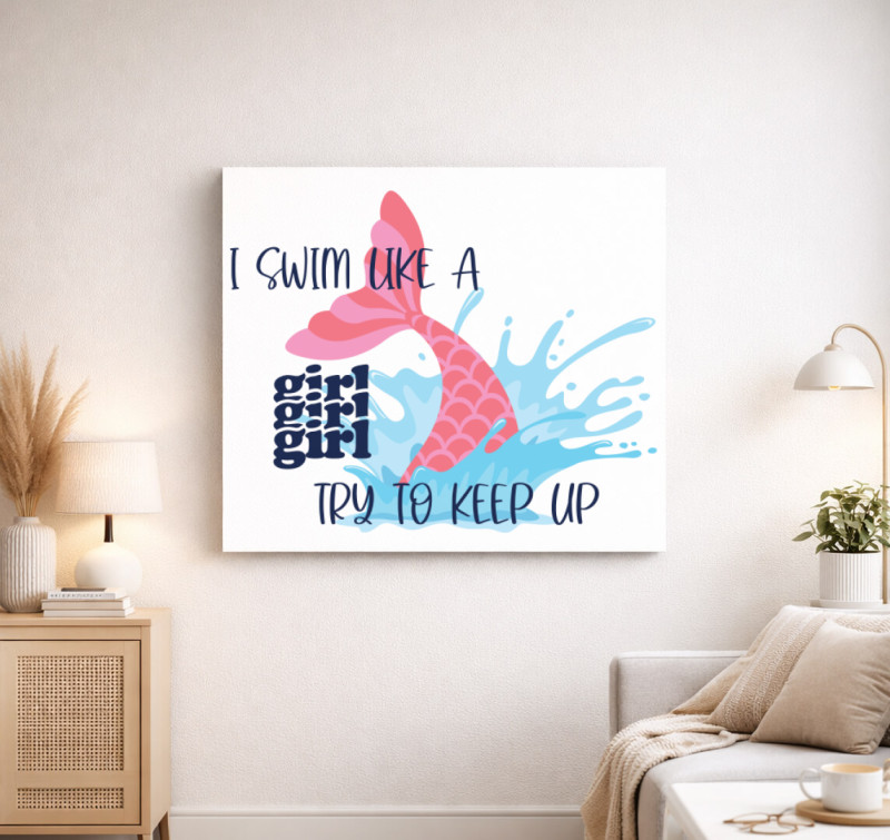 Swim girl vászonkép — Fehér