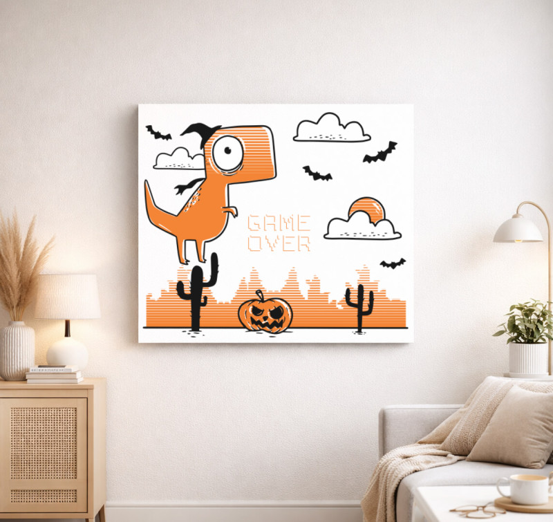 Game Over Halloween vászonkép — Fehér