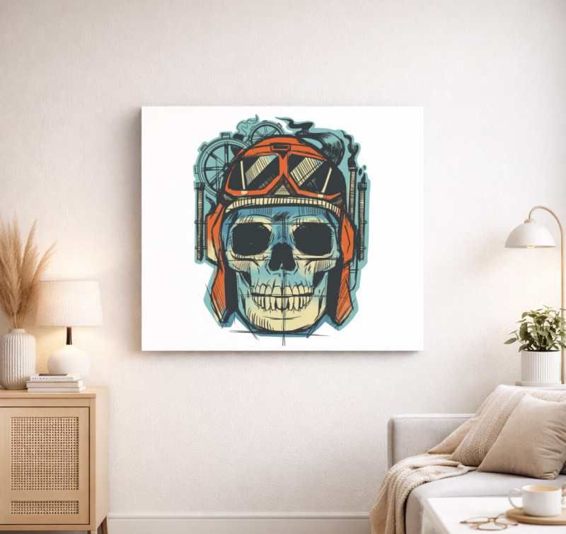 Gear Skull vászonkép — Fehér