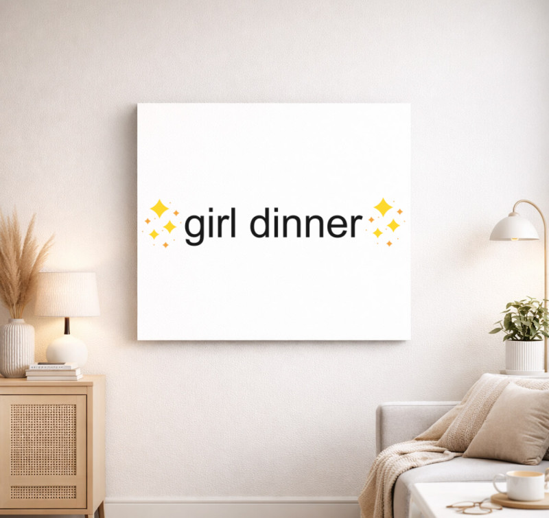 Girl dinner vászonkép — Fehér