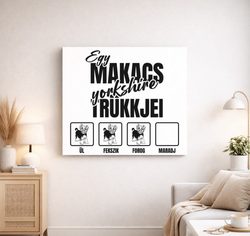 Egy makacs yorkshire trükkjei vászonkép — Fehér