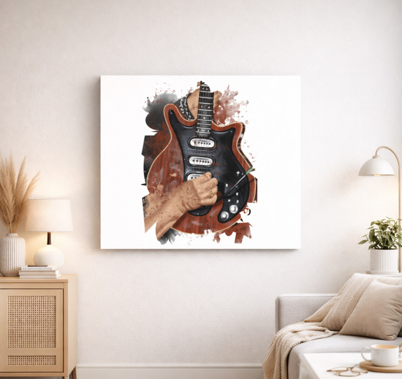 Brian May Red Special gitár vászonkép — Fehér