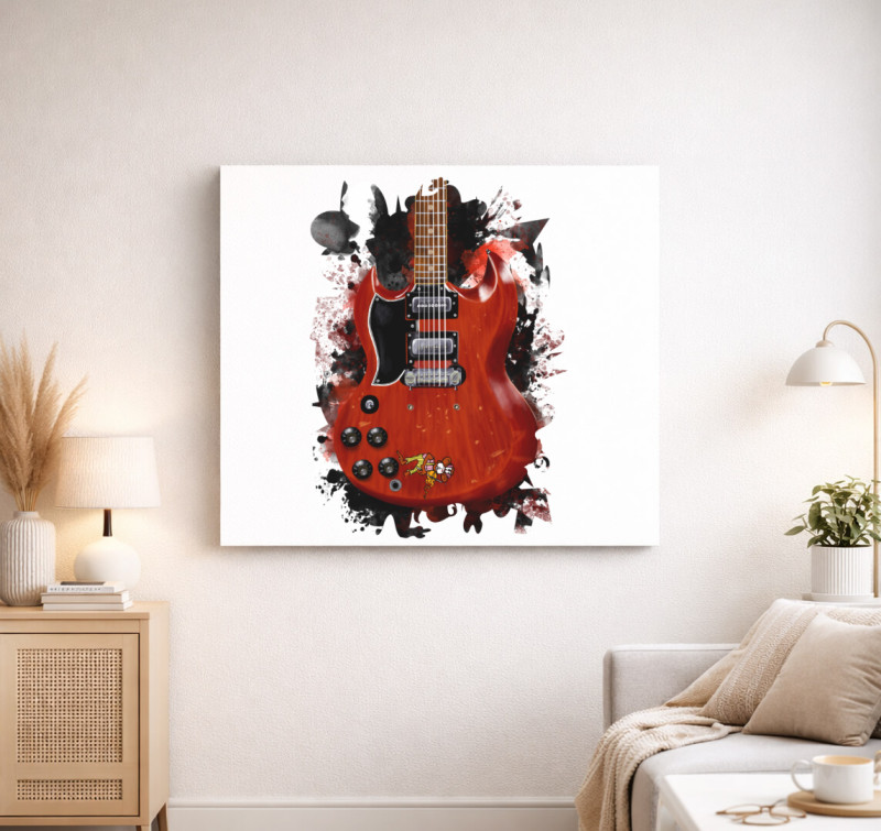 Tony Iommi Monkey gitár vászonkép — Fehér