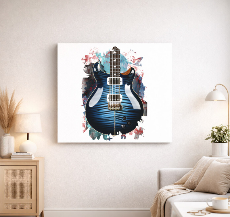 Santana gitár vászonkép — Fehér