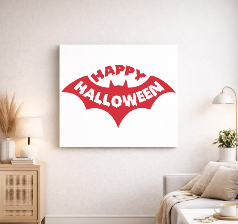 Happy halloween denevér vászonkép — Fehér