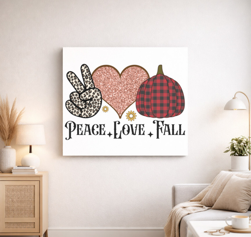 Peace love fall vászonkép — Fehér