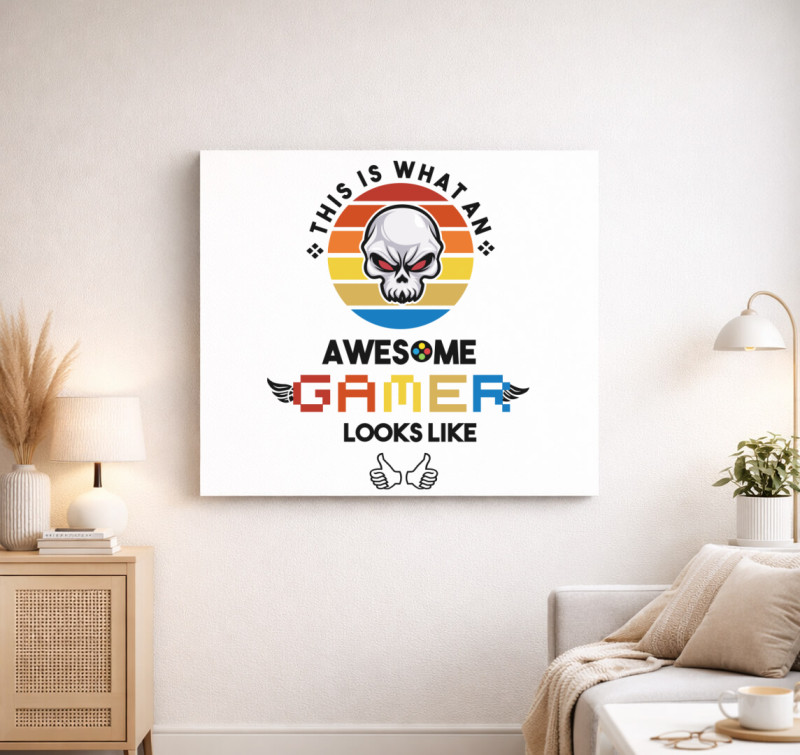 Awesome Gamer vászonkép — Fehér