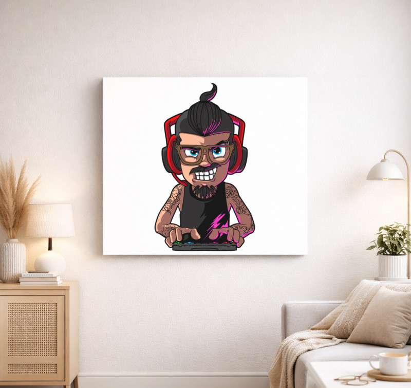 Gamer face vászonkép — Fehér