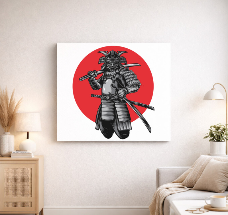 Japán szamuráj vászonkép — Fehér