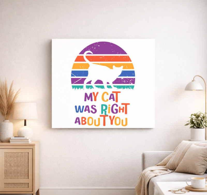 Cat right vászonkép — Fehér