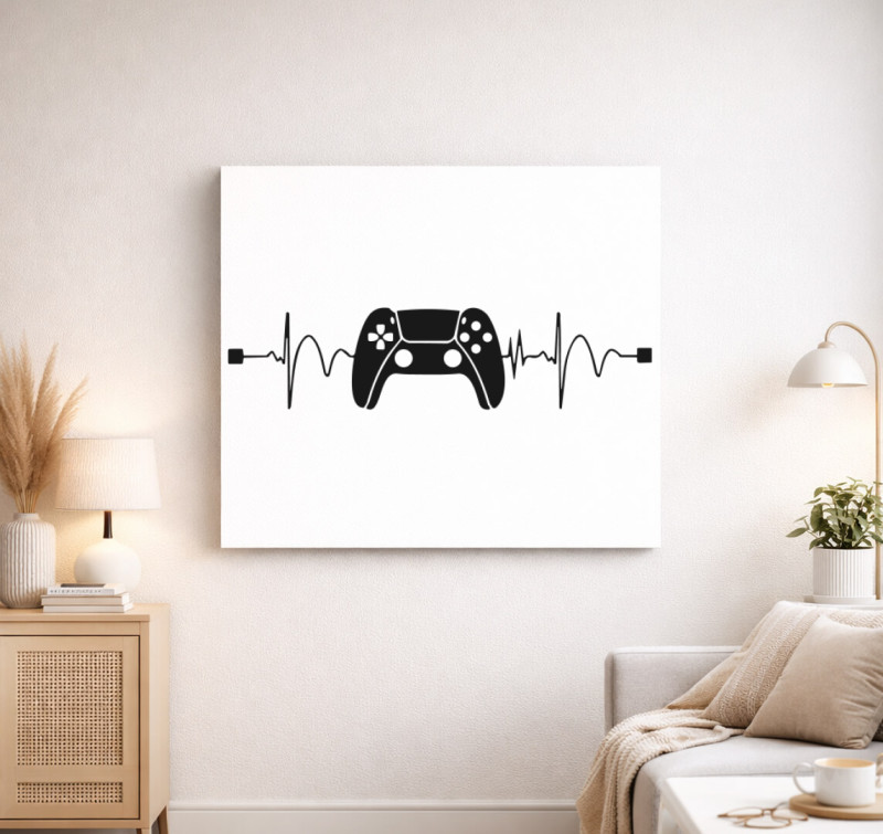 Gaming love vászonkép — Fehér