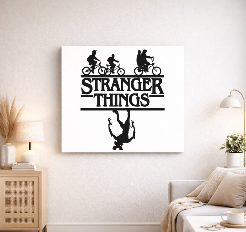 Stranger Things 2 sziluett vászonkép — Fehér