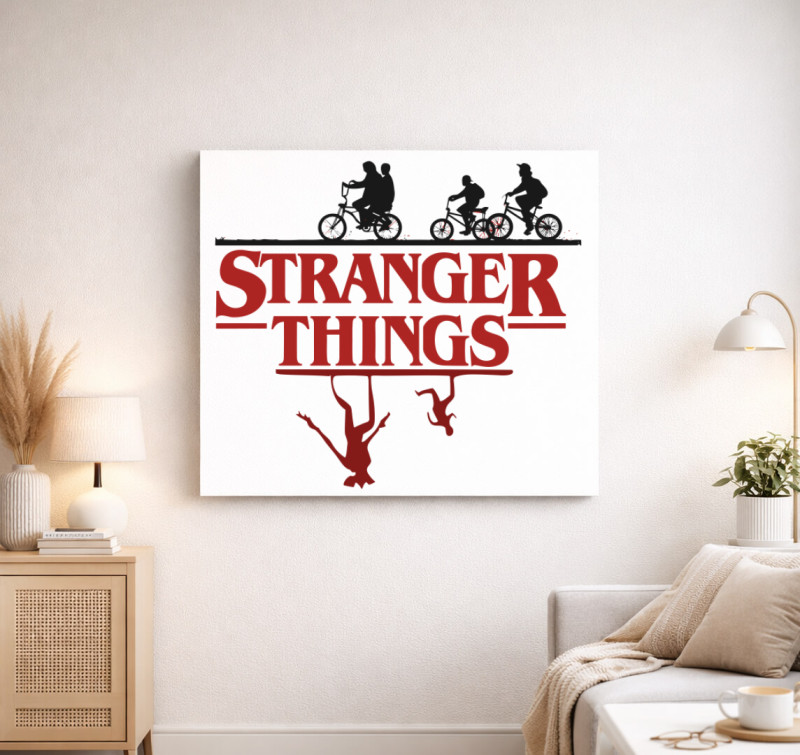 Stranger Things 3 sziluett vászonkép — Fehér