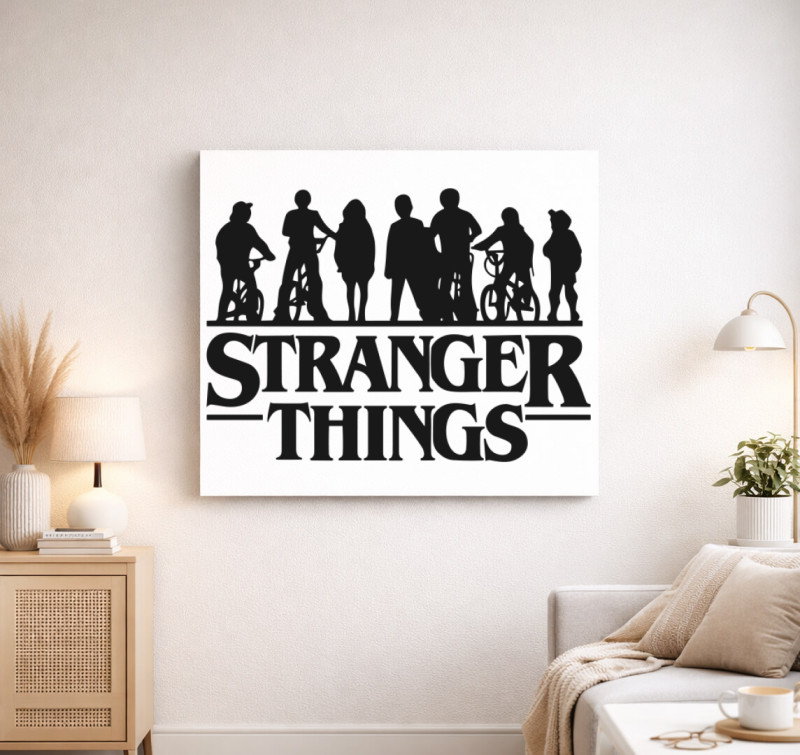 Stranger Things 5 sziluett vászonkép — Fehér