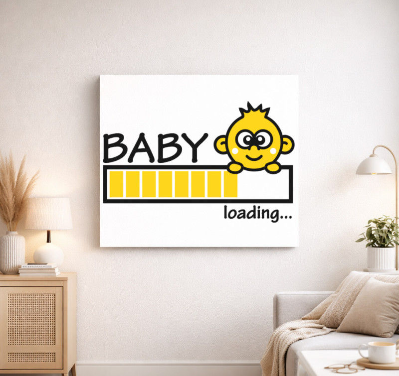 Baby loading sárga vászonkép — Fehér