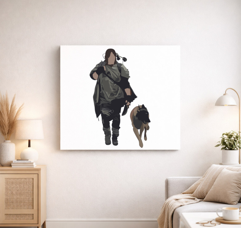 Daryl and Dog vászonkép — Fehér