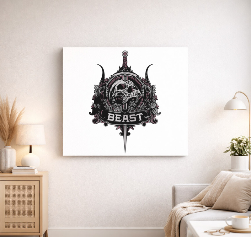 Beast skull vászonkép — Fehér