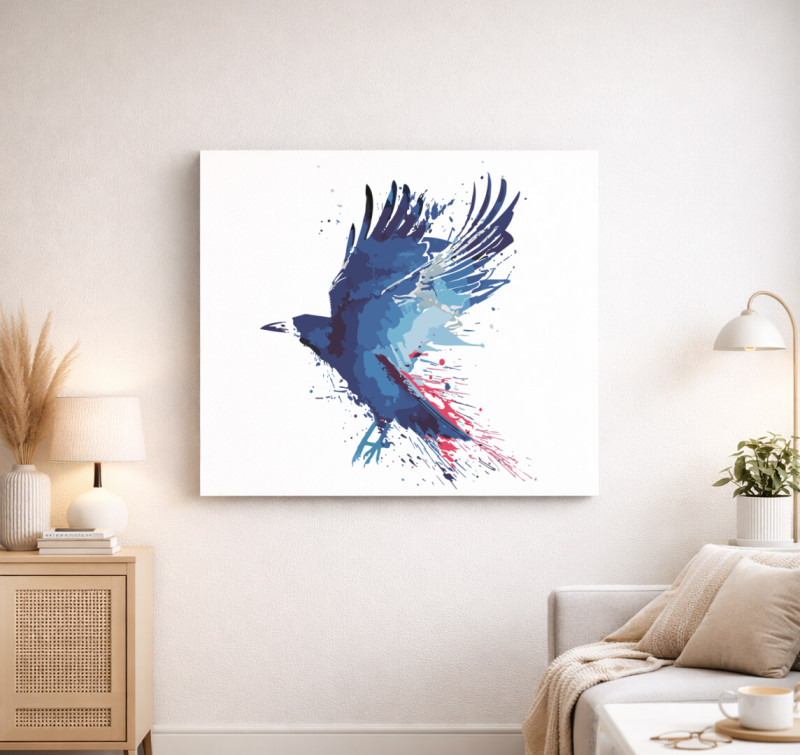 Splash crow vászonkép — Fehér