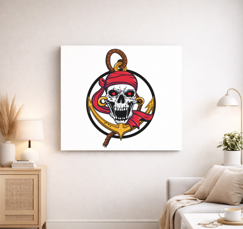 Pirate skull vászonkép — Fehér