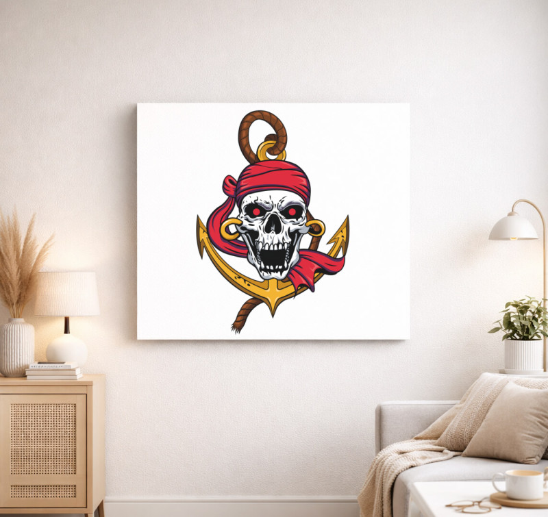 Pirate skull 2 vászonkép — Fehér