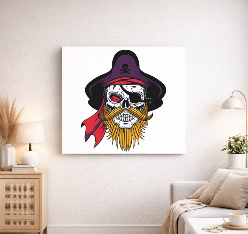 Pirate skull 6 vászonkép — Fehér