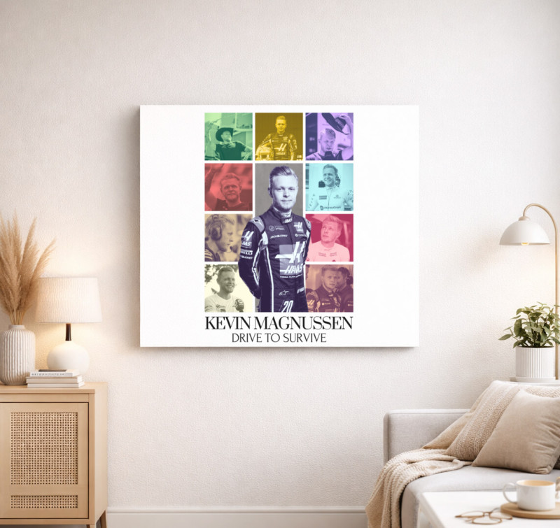 Kevin Magnussen F1 vászonkép — Fehér