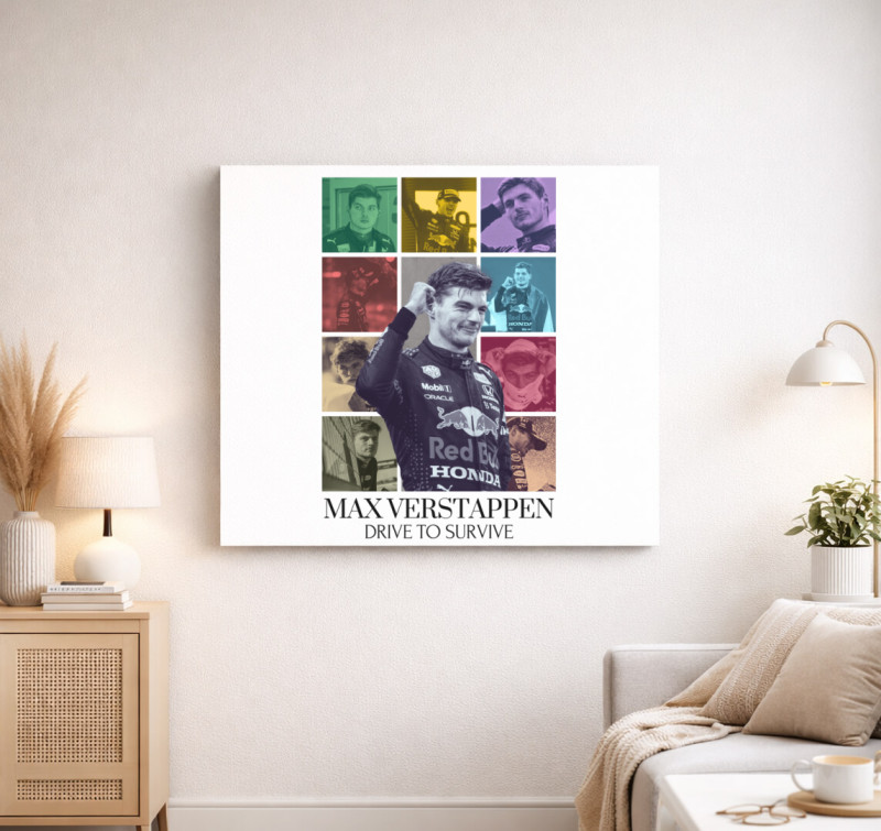 Max Verstappen F1 vászonkép — Fehér