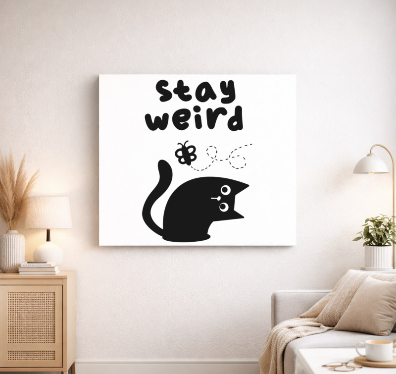 Stay weird vászonkép — Fehér