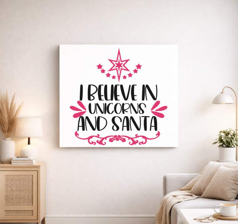Unicorn santa vászonkép — Fehér