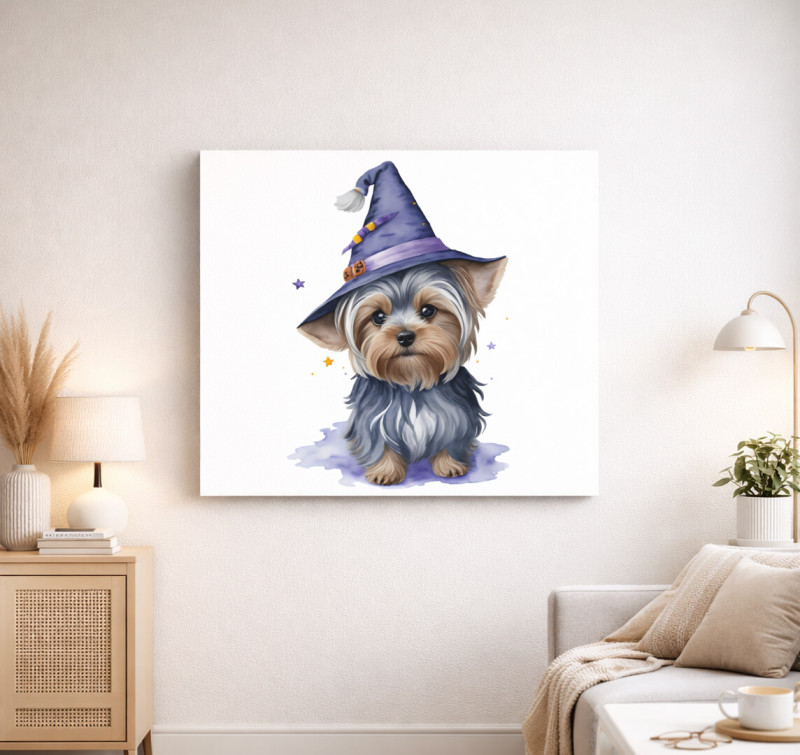 Halloween Yorki vászonkép — Fehér
