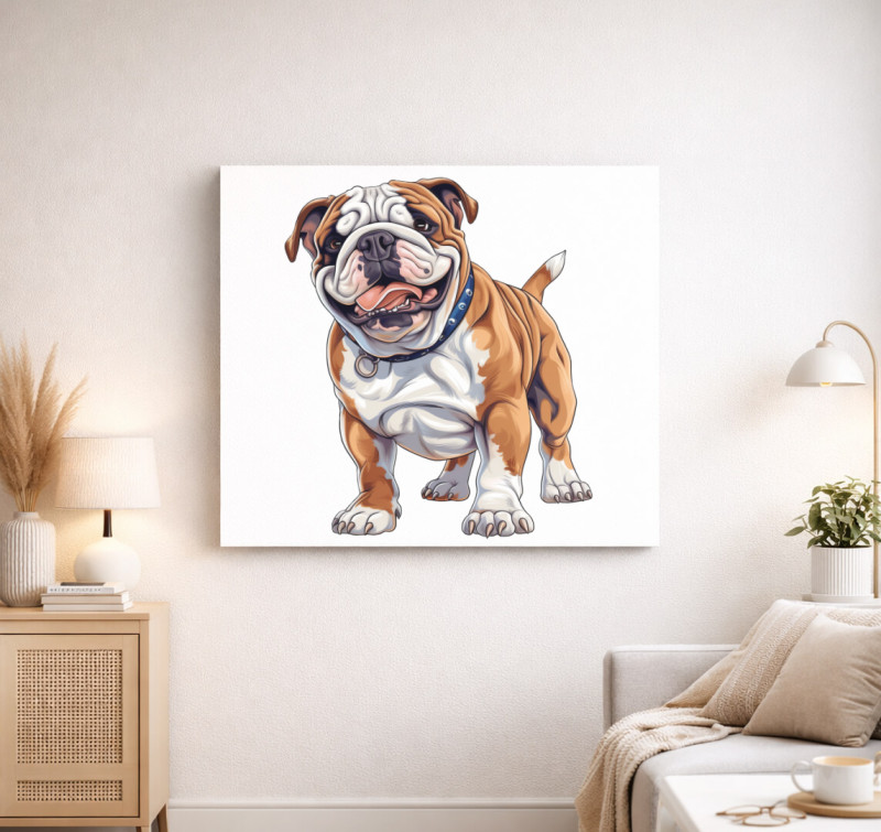 Mini bulldog vászonkép — Fehér