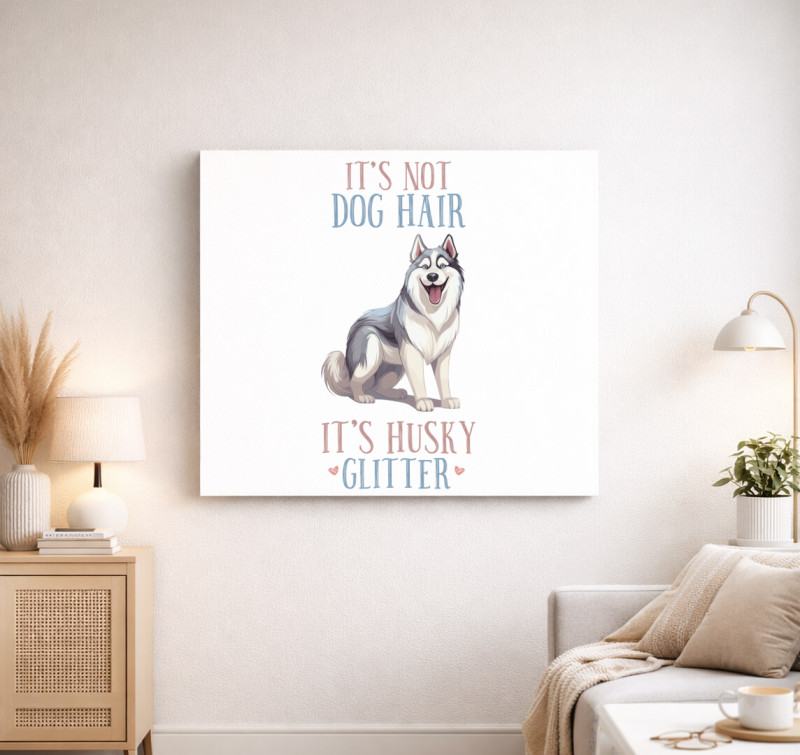 Husky glitter vászonkép — Fehér
